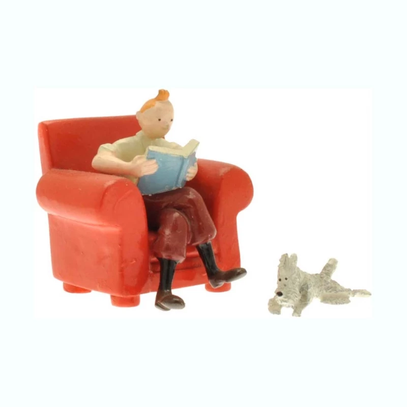 LES ICÔNES - TINTIN DANS LE FAUTEUIL - Tintin Moulinsart Résine