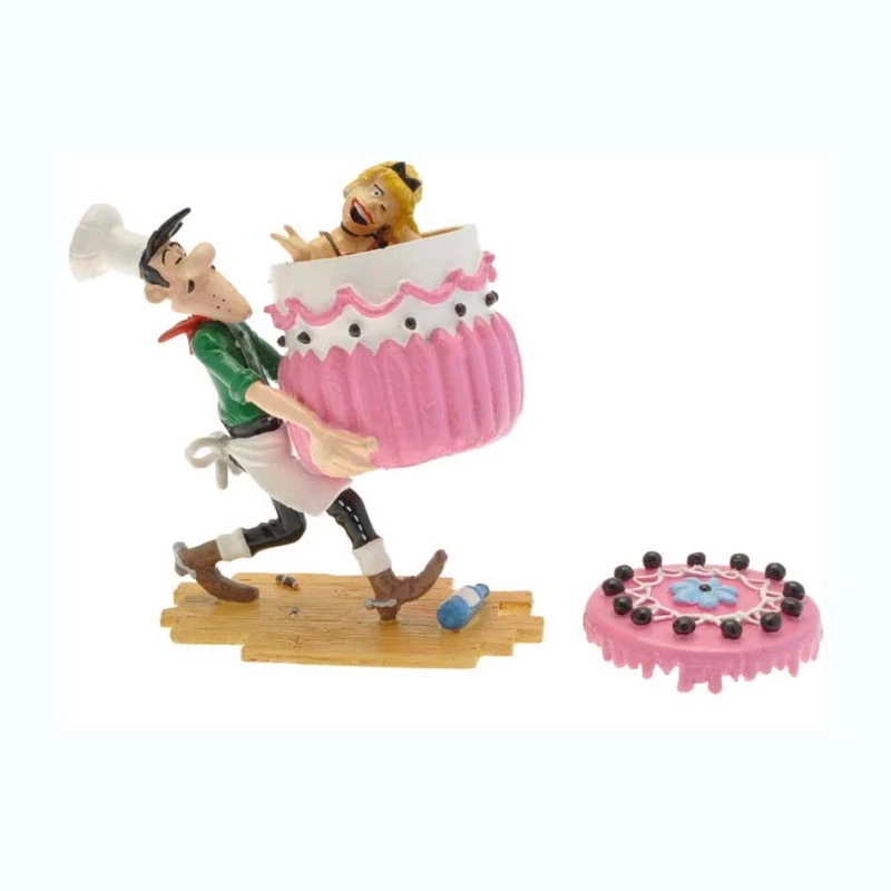 AVERELL PORTANT LE GÂTEAU DE MARIAGE AVEC MISS BELLE DEDANS - Lucky Luke Collection classique